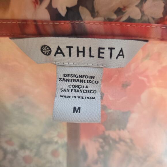 Athleta Women's Marlow Floral Tie Back Romper Lightweight Boho Size M Bloom Pink - Picture 8 of 8